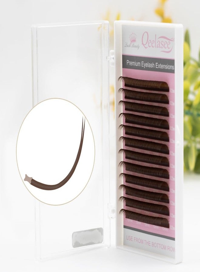 Qeelasee Double Tips Flat Ellipse Eyelash Extensions Supplies 0.20 C/CC/D curl Mix8-15mm Brown Color Faux Mink Super Soft Split Tips Lash Individual Lashes (ZS-FY-0.20C/CC/D-MIX) (0.20CC, MIX8-15) - Image 1